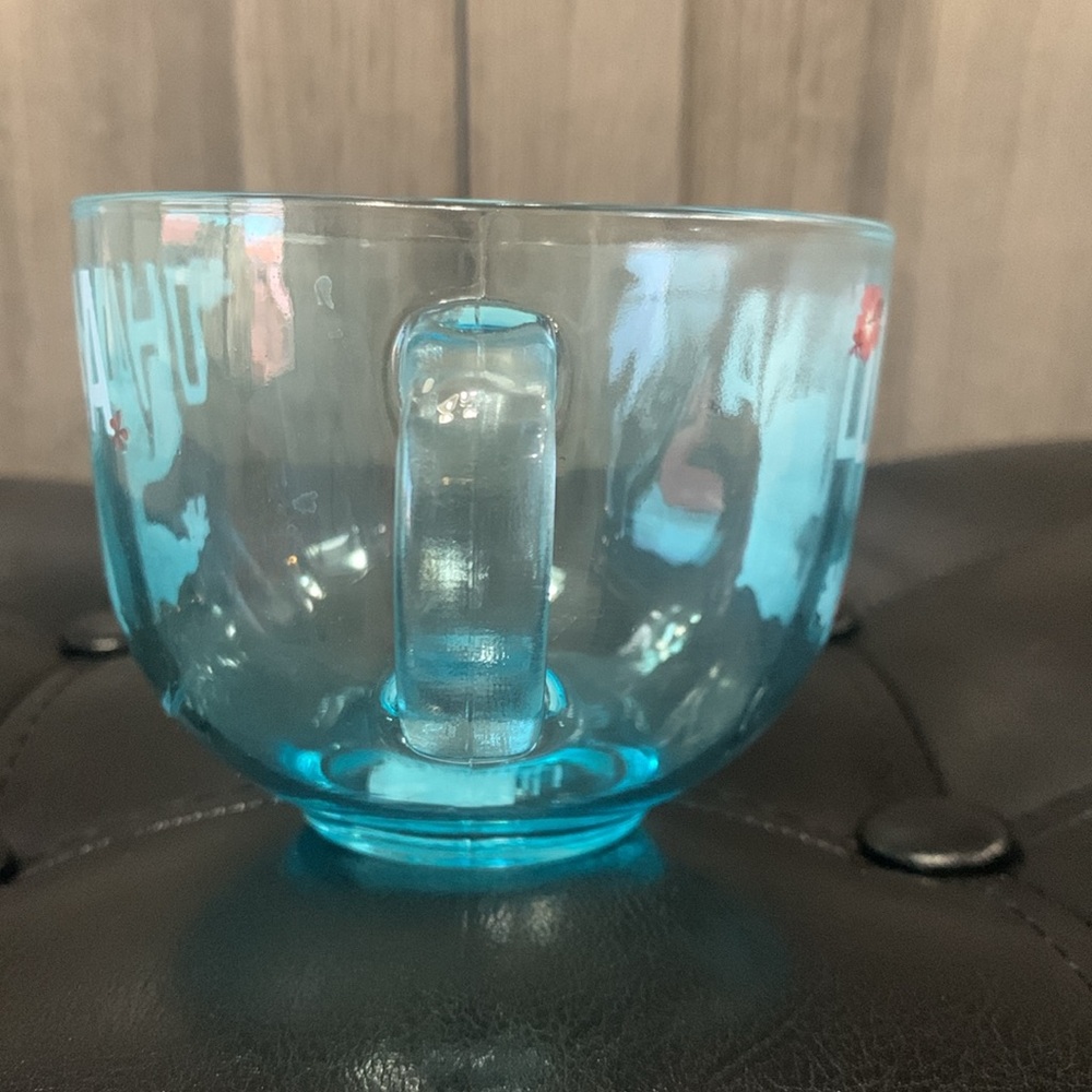 New Disney's Stitch Ohana Blue Clear Glass Tea Cup Coffee Mug Lilo & Stitch - Picture 6 of 8